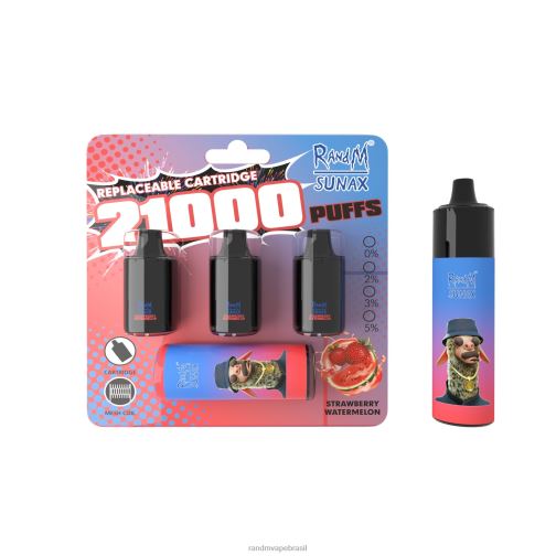 RandM Vape Brasil - RandM Sunax Dispositivo vape substituível com cápsula de controle de fluxo de ar 21000 1 unidade 464N8271 melancia com morango