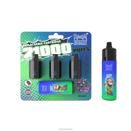 RandM Vape Review - RandM Sunax Dispositivo vape substituível com cápsula de controle de fluxo de ar 21000 1 unidade 464N8274 senhor azul