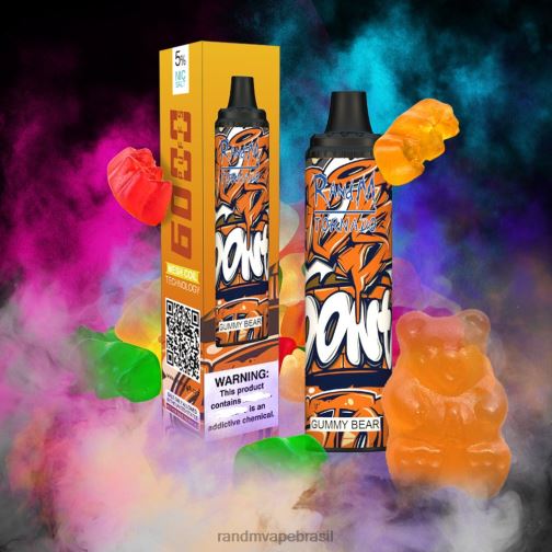 RandM Vape Brasil - RandM Tornado Dispositivo vape pod de controle de fluxo de ar 6000 1 unidade 464N8281 ursinho de goma