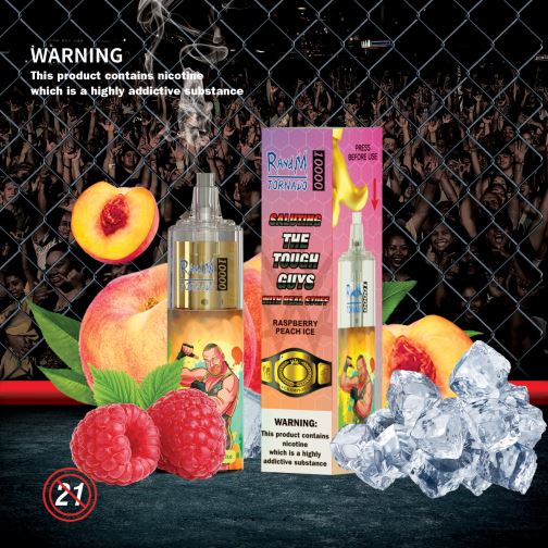 RandM Shop Discount - RandM Tornado Dispositivo vape de controle de fluxo de ar 10000 1 unidade 464N8119 gelo de framboesa e pêssego