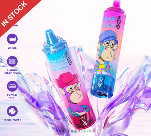 RandM Shop Discount - Fumot RandM Tornado Dispositivo vape 15000 com bateria e display ejuice versão 1 464N829 melancia morango