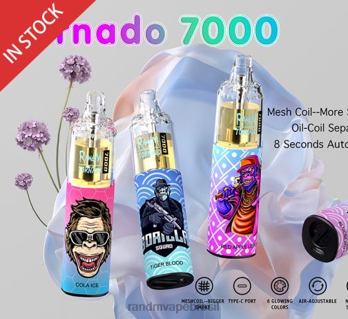 RandM Tornado Valor - RandM Tornado Dispositivo vape de controle de fluxo de ar 7000 1 unidade 464N8173 gelo de uva